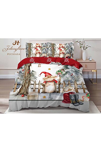 OEM Bed linen, 2 persons, fine, 6 pieces, identical 3D print, Christmas motif, LF543