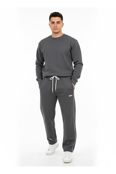 miadora cotton بنطال رياضي فضفاض بثلاث خيوط مع مبطن بالصوف جيوب داخلية و مطبو...