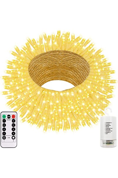 echosari سلسلة أضواء تعمل بالبطارية بطول 20 مترًا مع جهاز تحكم عن بعد، 200 مص...