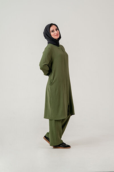 OKTAYUSTA COLLECTİON Women's Cotton Lightweight Double Pocket Hajj and Umrah Two-Piece Set