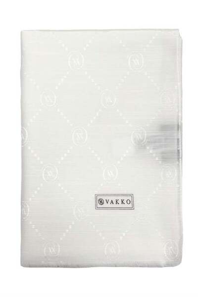 Vakko Бавовняний шовковий шарф - Монограма - Перлинно-білий