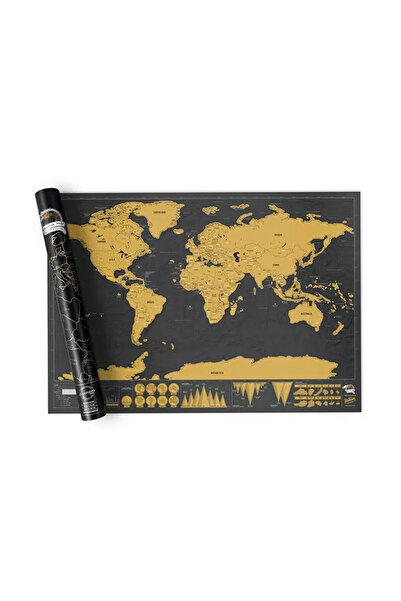 PROCART Scratch-off world map, ruler with magnifying glass, sickere, photo attachment pins, 82.5 x 59.4 cm