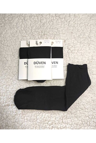 DÜVEN Pachet de 3 șosete din bumbac, extra moi, negre, până la genunchi