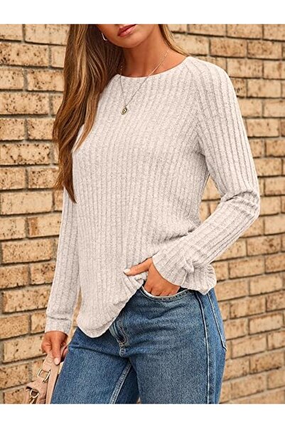 OEM Women's long sleeve shirt, fashionable top, winter clothing, peach, size S