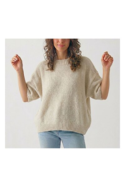 AGORATEKSTİL Women's Short Sleeve Silk Knitted Sweater
