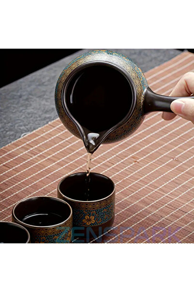 ZEN SPARK Hediyelik Geleneksel Çin Çay Seti – Yarı otomatik Bir Demlik + 6 Fi...