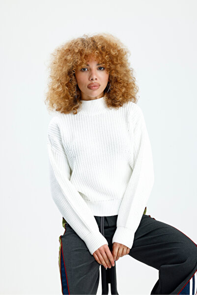 Figo Thessaloniki Knitting Mock Neck Oversized Women's Sweater