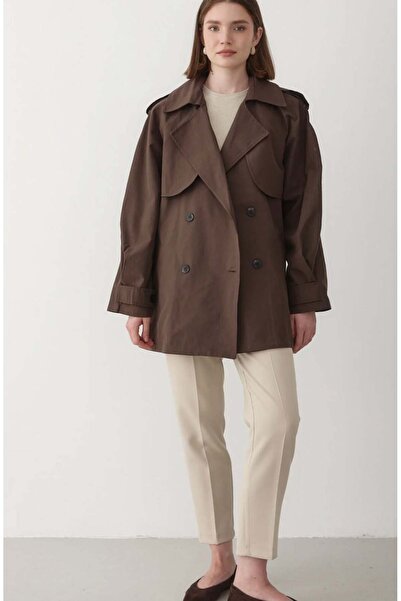 TANISA Κοντό παλτό Alena oversized Kuşak με λεπτομέρειες TNS-4182