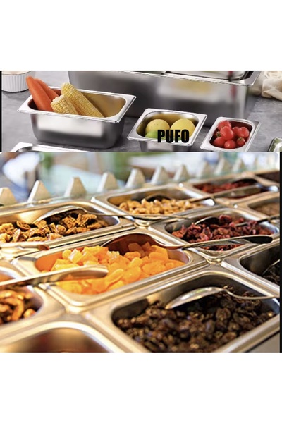 PUFO Stainless steel gastronorm tray for storing food, sauces, ice cream, ideal for catering, restaurant