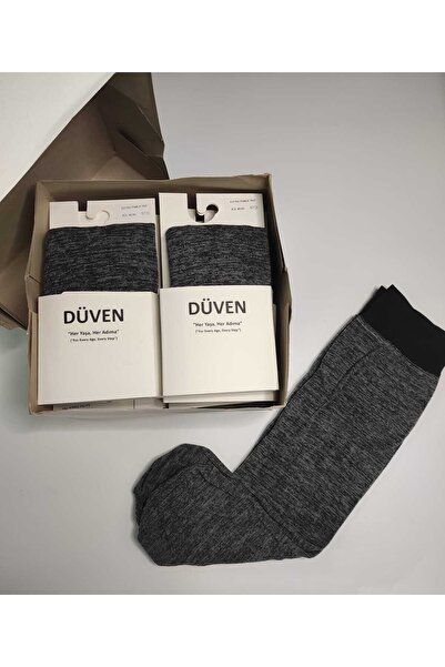 DÜVEN 12 Pieces Cotton Knee-Length Mat Extra Soft Ash Melange Trouser Socks