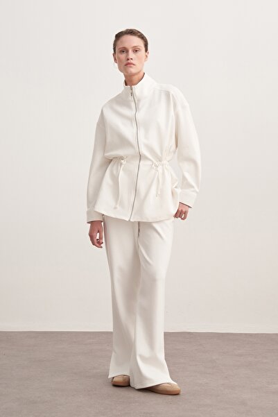 EBU Prive Women's Interlock O Oversized Sports Jacket Set Ecru