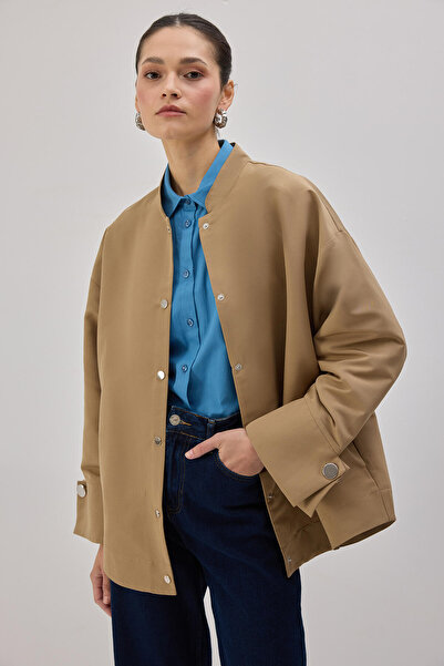 Touché Privé Bomber Trench Coat with Wide Cuffs