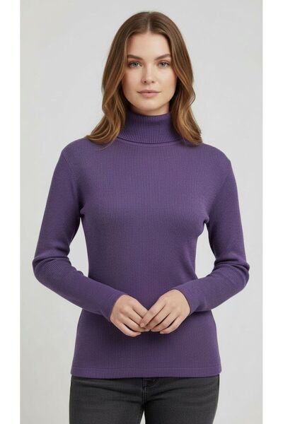 LAURUS BOUTİQUE KADIN YARIM BALIKCI YAKA ŞARDONLU KAŞKORSE KAZAK