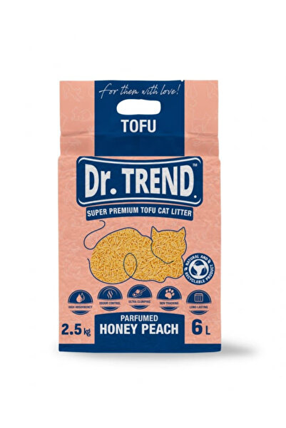 Dr.Trend Asternut igienic Premium pentru pisici, Tofu - Piersica, 6L/2.5kg