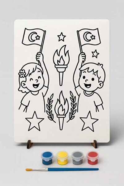 Bebek Özel Children's Wooden Paintable Desktop Model Board with Legs Model 032