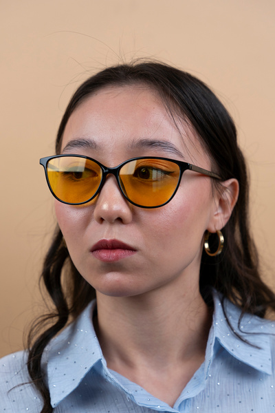 TARSS Elina Black Cat Eye Women's Sunglasses |   Yellow Glass Uv400 |   Flexible Lightweight