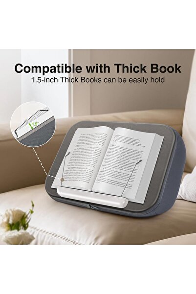 Elitehood Book Stand Pillow Holder for Reading in Bed - Lap Book Holder (Grey)