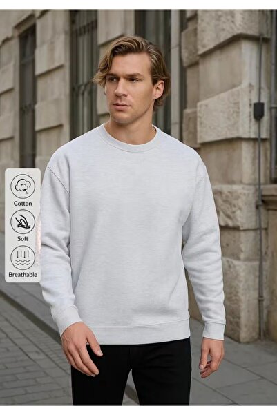 FAVORİST SWEATSHIRT BĂRBAȚI PLAT, BAZIC, CU GÂRĂ BICICLETA