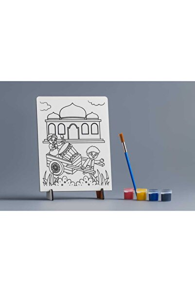 Bebek Özel Children's Wooden Paintable Desktop Model Board with Legs Model 063