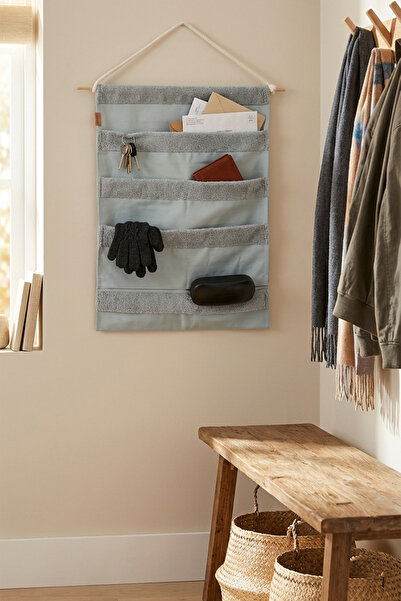 HAMUR Over the Door Hanger 4-Section Bathroom Cabinet Organizer Children's Room over Door Wall Organizer Well Gray