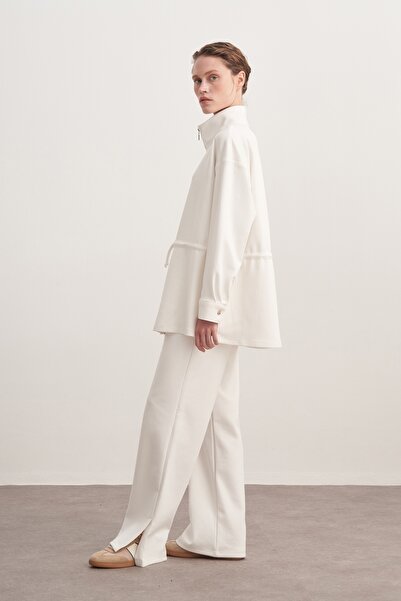 EBU Prive Women's Interlock O Oversized Sports Jacket Set Ecru