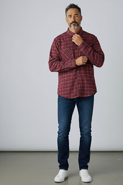 Butik Wide Fit Quality Winter Thick Double Pocket Dad Shirt