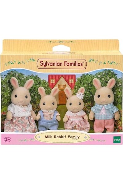 Epoch Set de 4 figurine, Sylvanian Families - Familia Iepurilor de Lapte, 3+ ani