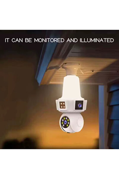 hotzeass WiFi Bulb Surveillance Camera, Triple, 360° Rotation, Night Vision, Integrated Microphone – White