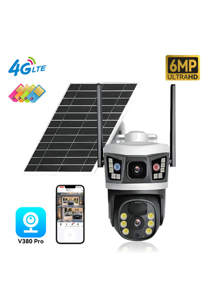 hotzeass 4G Solar Surveillance Camera, 6MP Full HD, PTZ, Color Night Vision, PIR + AI