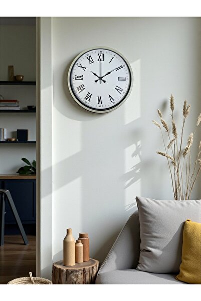 DENİSAM Zentime 36 cm Cream Decorative Wall Clock
