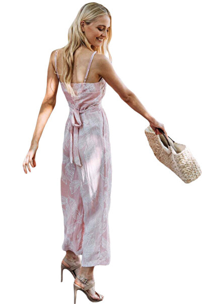 WildFashion Long casual jumpsuit. sleeveless with Printed and pockets U699-225