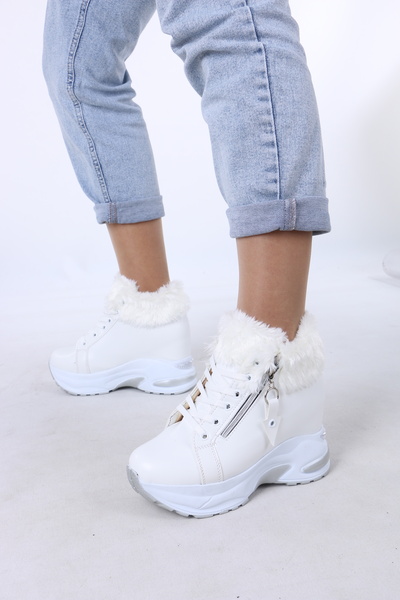 lolyvibe Women's Winter Fur Boots – White