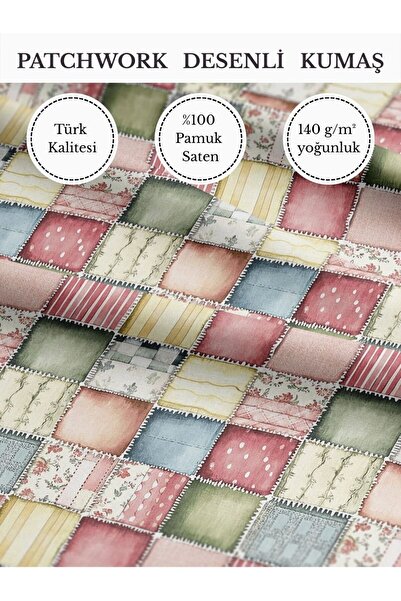 FabricMarket %100 Pamuk Saten Patchwork Kumaş – 155×100 cm – Dikiş ve DIY İçin