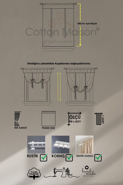 cotton maison Country Style Potlu Curtain Double Ruffle - Cornice and Rustic Compatible