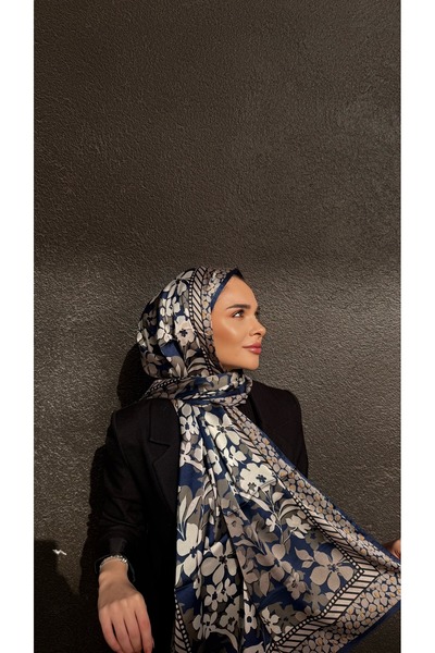 tomrisboutique Lüks Vual İpek Şal Hijab Fular Scarf Shawl Etnik Desen 70 x 18...