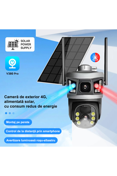 hotzeass 4G Solar Surveillance Camera, 6MP Full HD, PTZ, Color Night Vision, PIR + AI