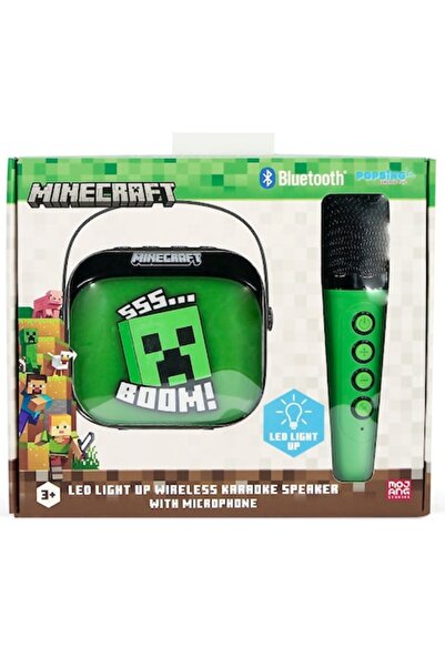 OTL Boxă și microfon karaoke wireless Minecraft PopSing LED, 5W, 97.5x76x84mm