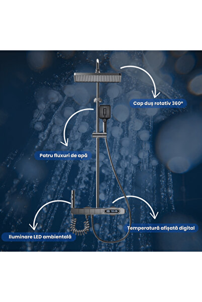 OferteTop 4-in-1 Smart Shower Faucet with Thermostat, Digital Display and LED Lighting