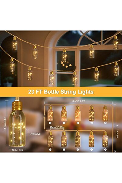 SoulBay LED String Lights with Remote, 19.7 ft USB Rechargeable Waterproof Rope Lights