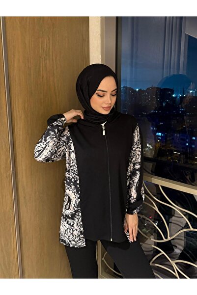 butik hira Σετ δύο τεμαχίων με φερμουάρ με έθνικ σχέδιο χιτζάμπ