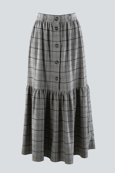 IDYL Buttoned Plaid Skirt