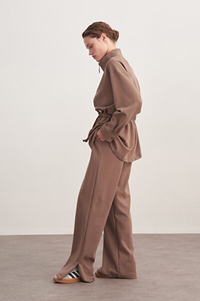 EBU Prive Women's Interlock O Oversized Sports Jacket Set Brown