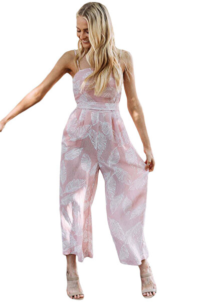 WildFashion Long casual jumpsuit. sleeveless with Printed and pockets U699-225