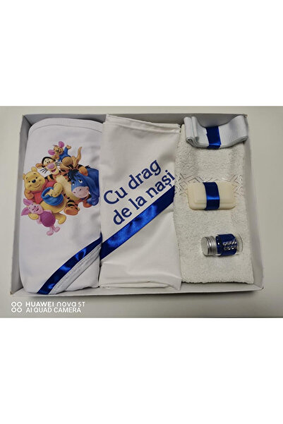 Paperla Trusou de botez, 6 piese, Winnie the Pooh, imprimat, albastru