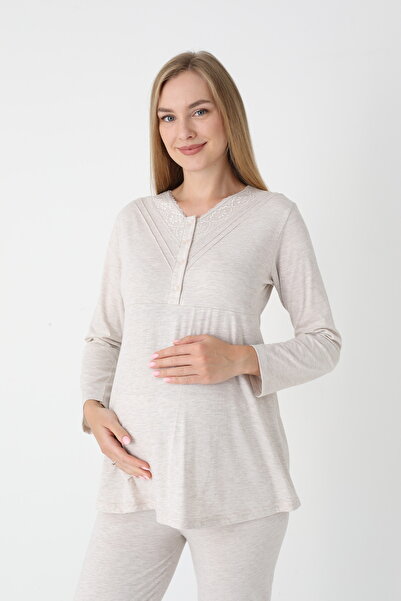 BLACKMORE Women's Mink Shawl Collar Cotton Jacquard Patterned Winter 3-Piece Pajama Set with Dressing Gown