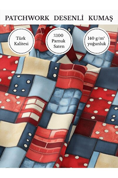 FabricMarket %100 Pamuk Saten Patchwork Kumaş – 155×100 cm – Dikiş ve DIY İçin