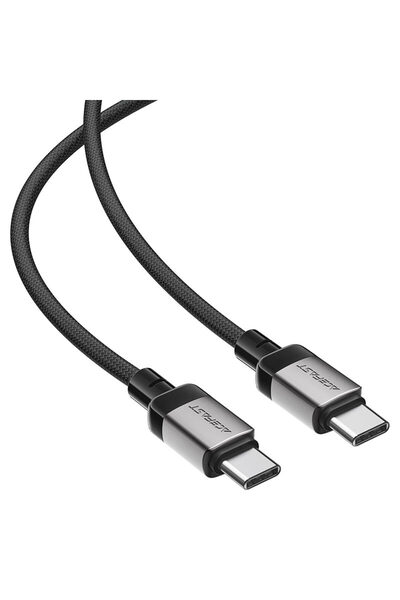 Acefast Charging Cable USB-C to USB-C, High-Speed 60W, 1.2m Length, Nylon Braided Design - Black