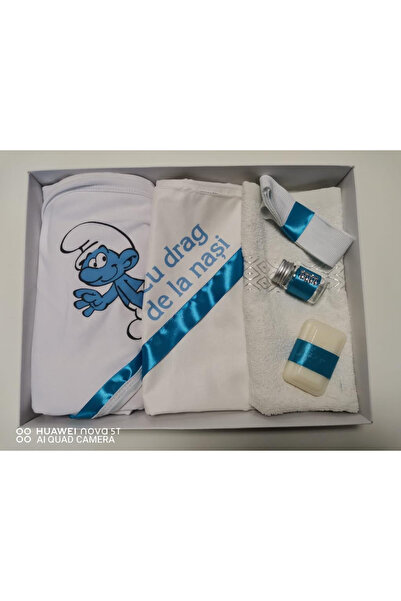 Paperla Christening set, 6 pieces Strums printed, turquoise