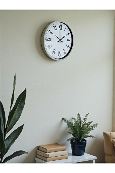 DENİSAM Zentime 36 cm Cream Decorative Wall Clock