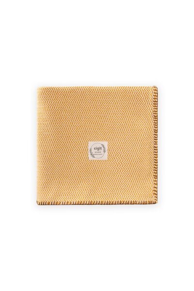 Cigit Shepherd's Stitch Blanket 93X100 cm (+/- 3 cm) Mustard Yellow
